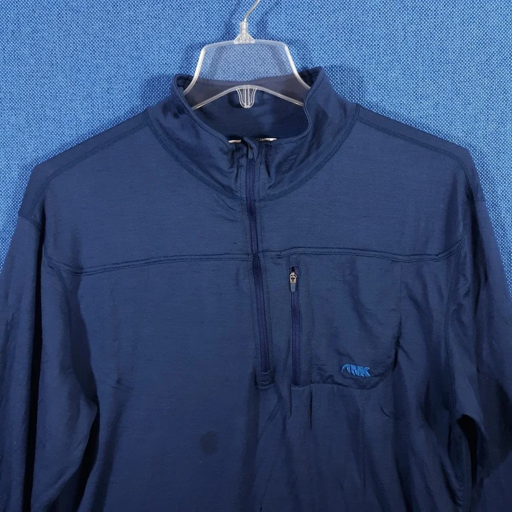 Mountain Khakis Merino Wool Sweater Mens XL Blue Outdoor Hiking Pullover 1/4 Zip